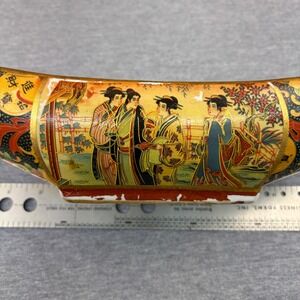 Vintage Asian Porcelain Serving‎ Dish Hand Painted Geisha Floral Gold Trim